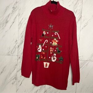 Holiday Editions Ugly Christmas Embroidered Turtleneck Sweater SZ L